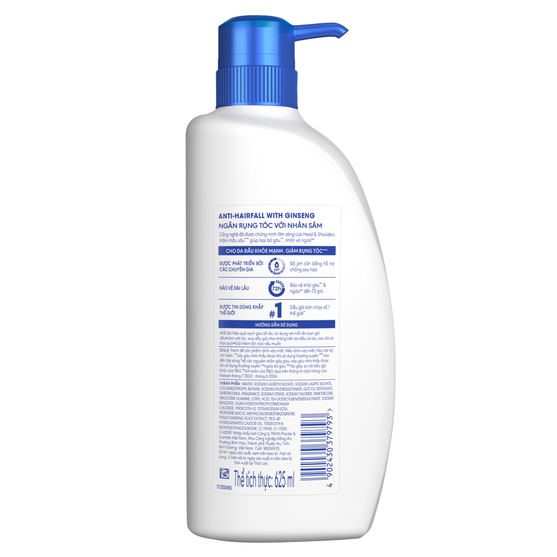 Dầu Gội HEAD &amp; SHOULDERS Chai 625ml - Ngăn rụng tóc