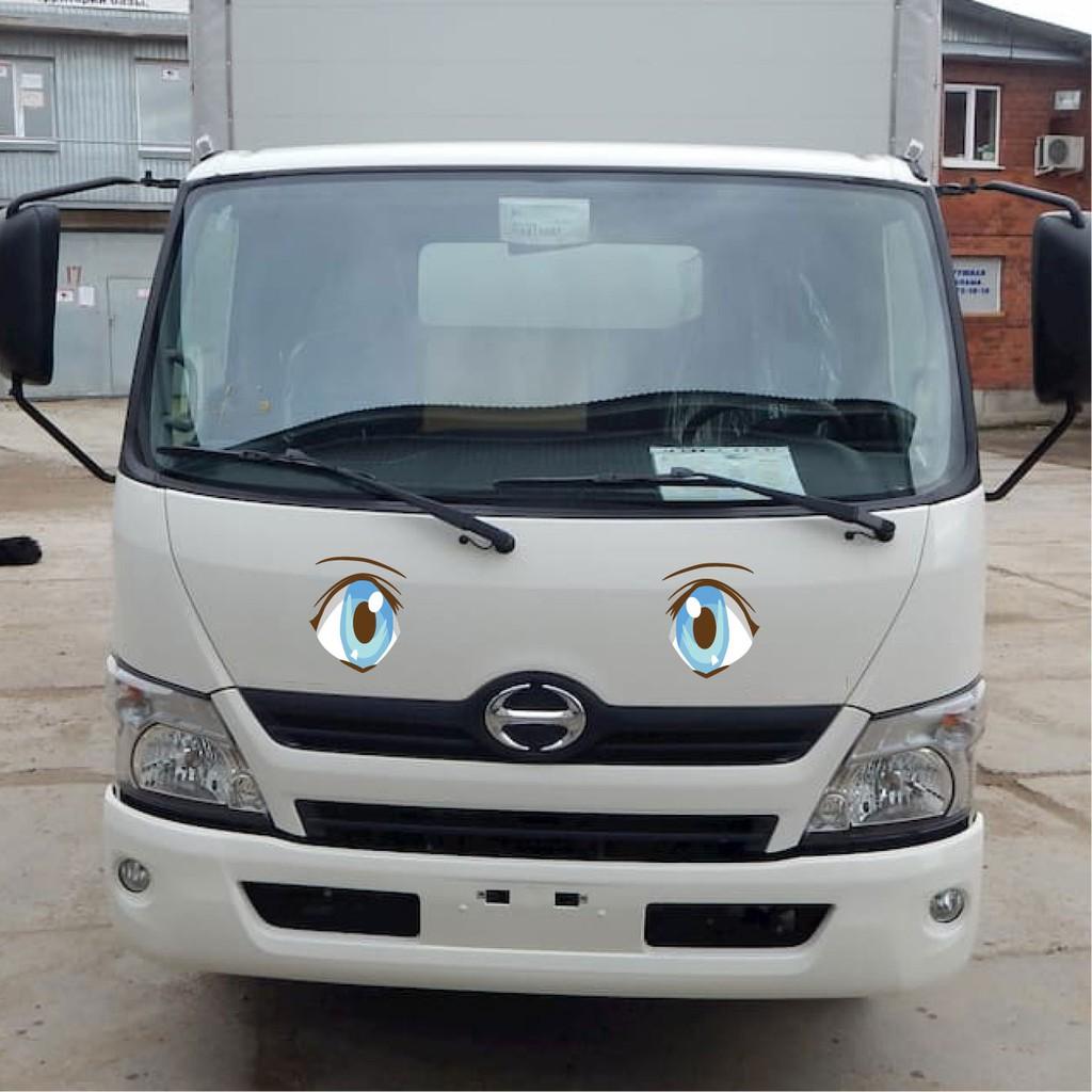 Decal sườn xe, tem đôi mắt dán đầu xe bán tải, xe tải Huyndai, xe Faw SM-09