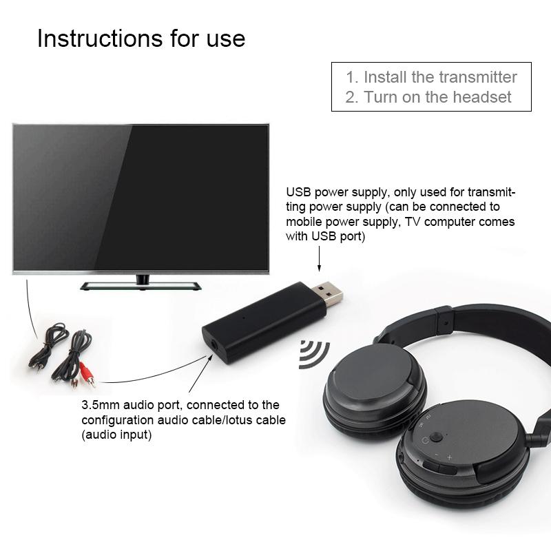 Chuyên Nghiệp FM Không Dây Tai Nghe Chụp Tai Dành Cho Truyền Hình Máy Tính PC Tai Nghe Với USB AUX Máy Phát Âm Thanh, to Âm Thanh Nổi Cho Ông Già