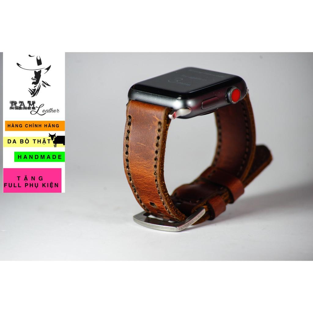Dây đồng hồ da bò - RAM classic 1981 - da bò nâu socola cực đẹp - đủ size 18,20,22,24,casio,apple watch