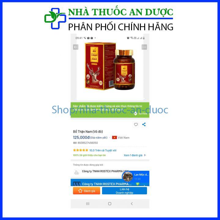 Tăng cường sinh lý nam Bổ Thận Nam giảm xuất tinh sớm , yếu sinh lý hộp 30 viên che tên sản phẩm