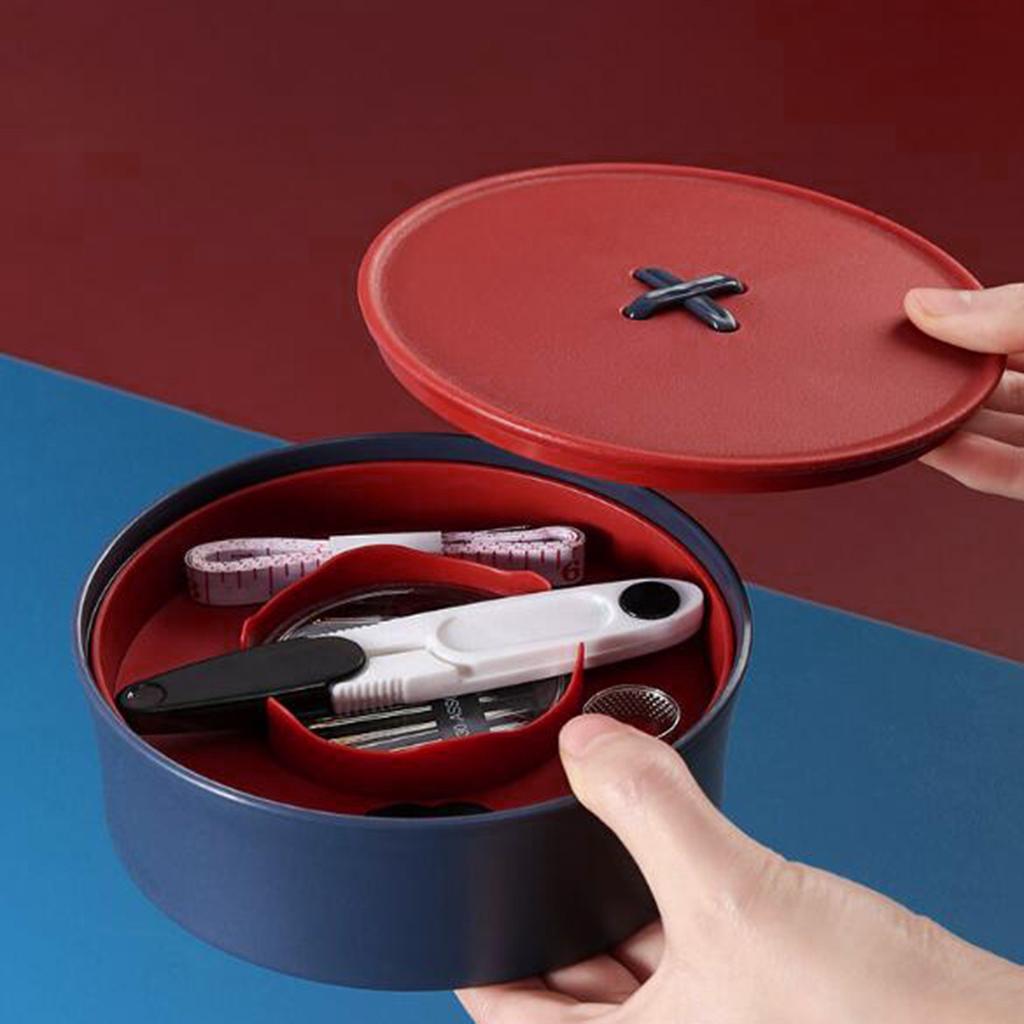24Pcs Sewing Kit Case  Thread Tape   Kit Red Blue