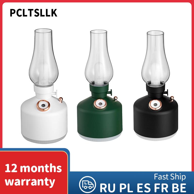 Máy Tạo Độ Ẩm Không Khí USB Có Thể Sạc Retro Dầu Lửa Đèn LED Ánh Sáng Khuếch Tán Hương Thơm Không Dây Phun Sương Tạo Trang Trí Nhà