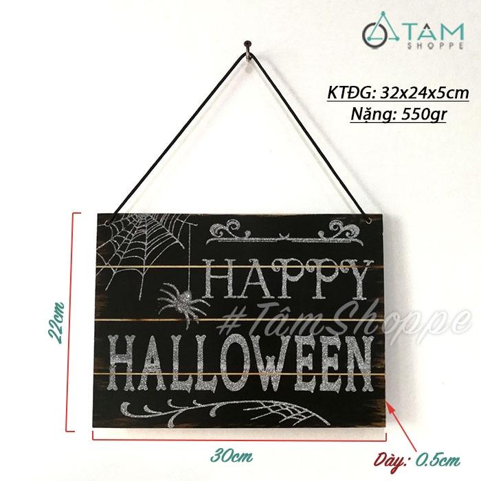 Bảng gỗ treo cửa Halloween ép giấy in họa tiết HLW-BTC-07