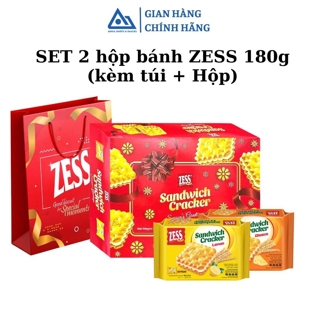 Hộp bánh ZESS đỏ gồm set 2 hộp quy kem hương phomai và chanh 180g An Gia Sweets & Snacks