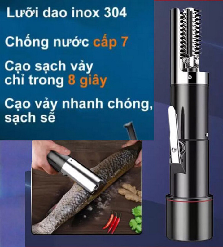 Máy đánh vẩy cá dùng pin, lực mạnh sử dụng công nghệ Đức - Home and Garden