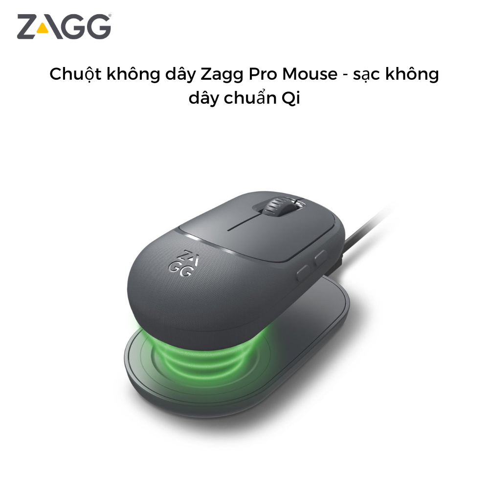 Chuột không dây Zagg Pro Mouse - sạc không dây chuẩn Qi - bảo hành 1 năm - hàng chính hãng