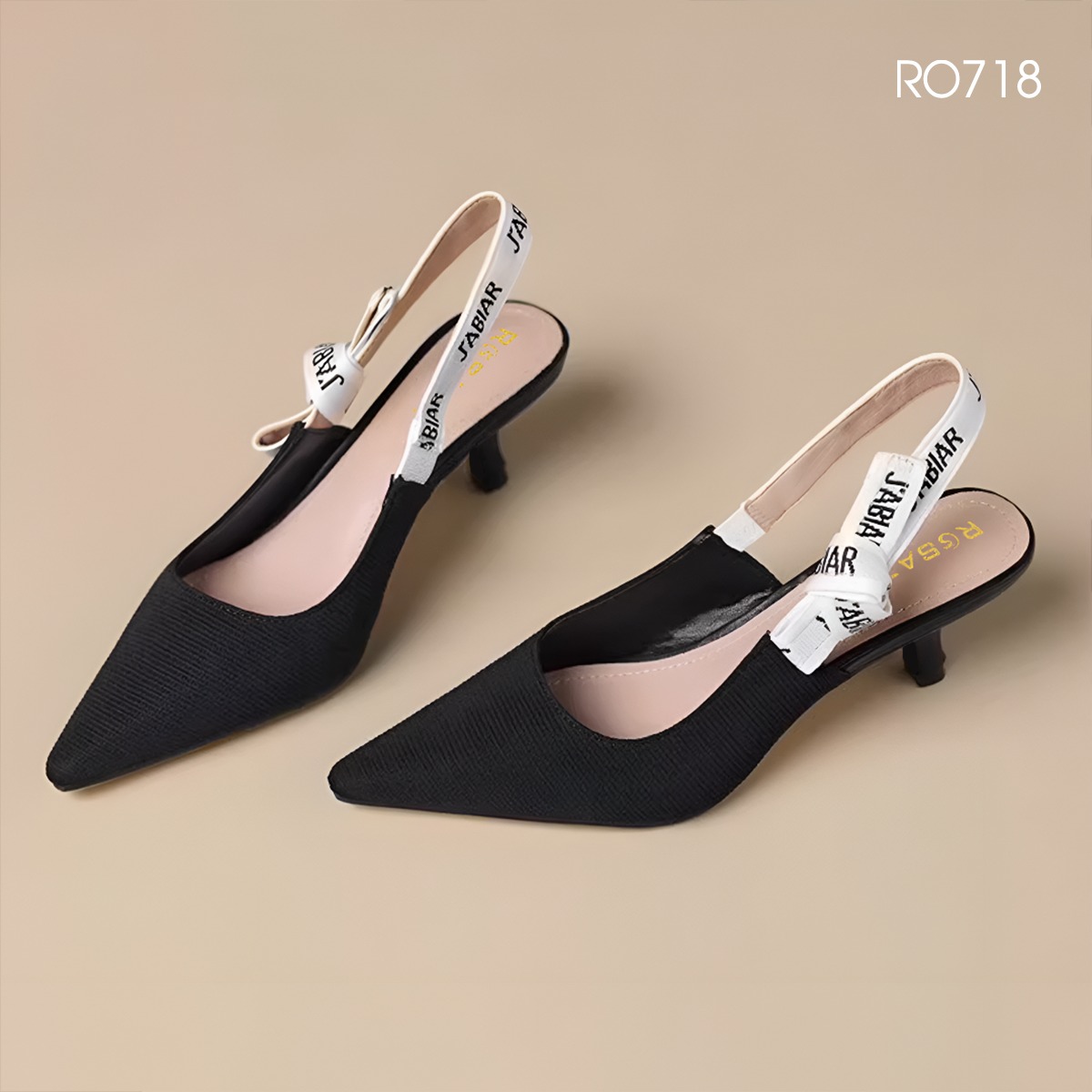 Giày cao gót nữ mũi nhọn, quai sau ROSATA RO718 -5p- Đen - HÀNG VIỆT NAM-BKSTORE