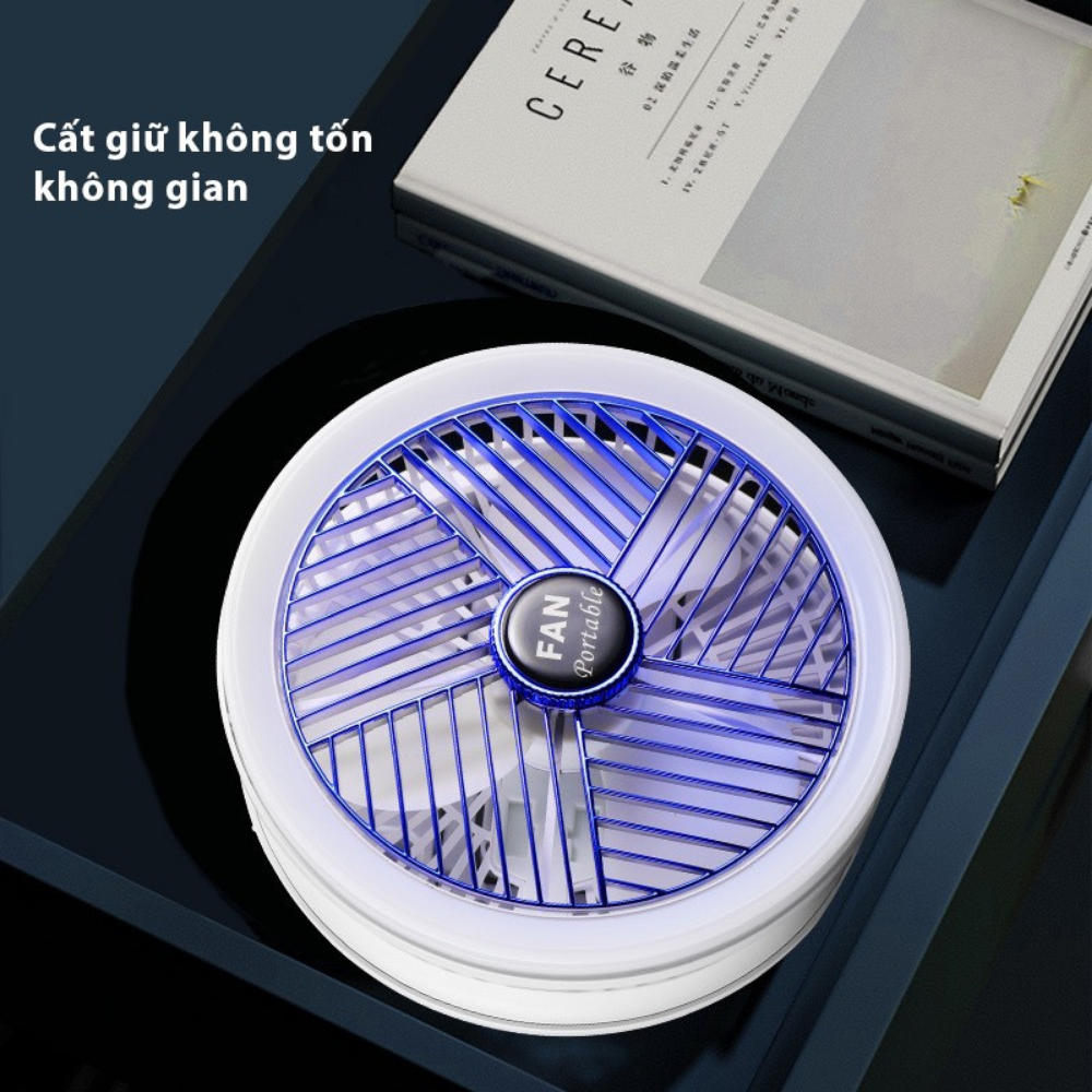 Quạt Tích Điện Để Bàn Gấp Gọn Super Có Thể Điều Chỉnh Độ Cao , 3 Tốc Độ Gió, Cổng Sạc USB Xoay 180 Độ Siêu Tiện Lợi