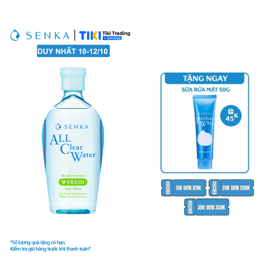 Nước tẩy trang sạch thoáng Senka A.L.L.Clear Water Fresh 230ml