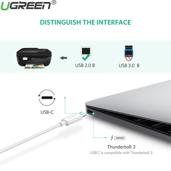 Cáp máy in USB Type C dài 1.5m Ugreen 40417 - Hàng chính hãng