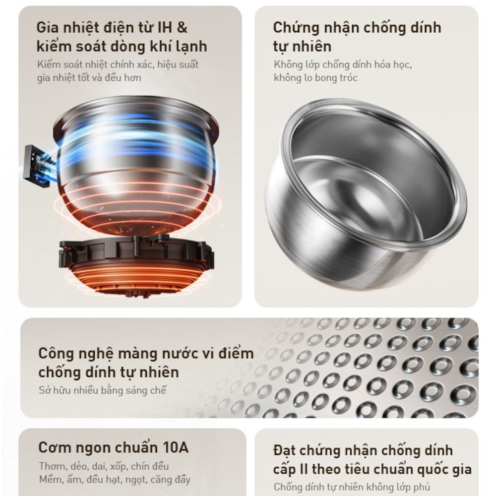 Nồi cơm điện tử cao tần ruột Inox chống dính tự nhiên Hàn Quốc JNRC-401 dung tích 1.5L - Hàng chính hãng