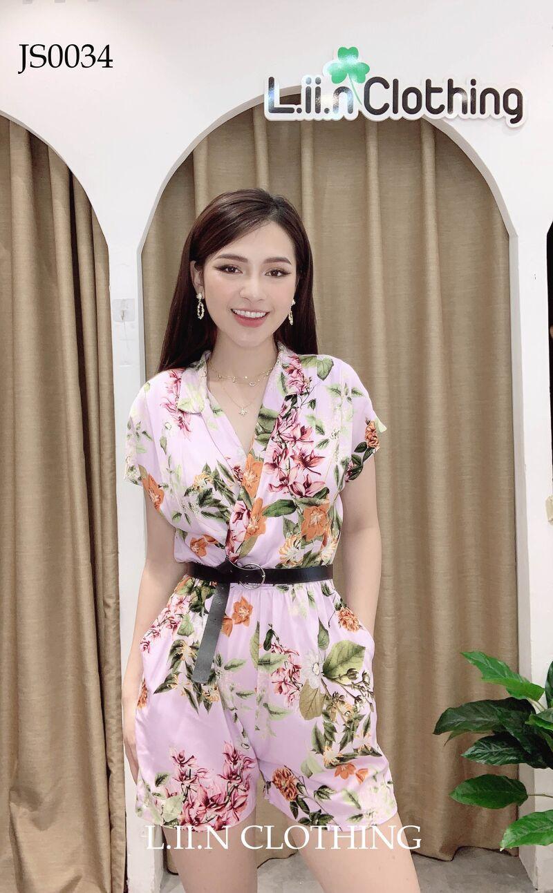 Jumpsuit nữ hóa tiết Tím Hoa Lá, Jumpsuit LIIN Clothing cao cấp JS0034