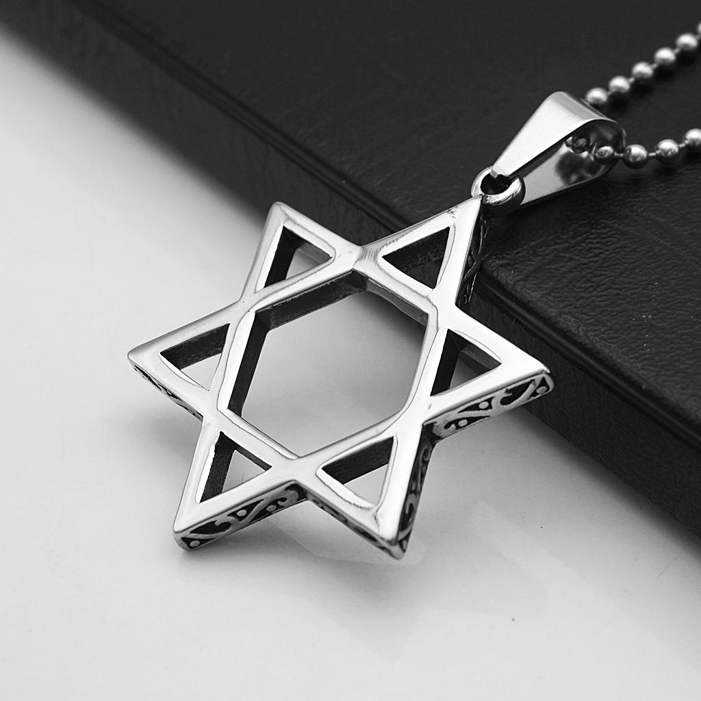 2X Men's Stainless Steel Star Of David Pendant Necklace Chain 20" Silver