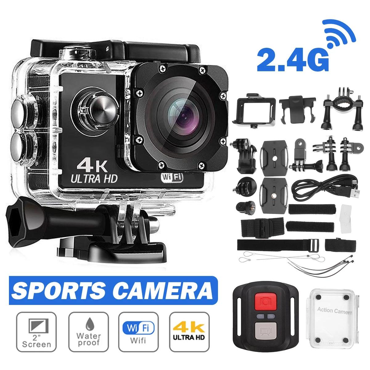 Camera Hành Động Mini 4K HD Màn Hình 2.0” WiFi Điều Khiển Từ Xa Camera Thể Thao Dưới Nước Mũ Bảo Hiểm Chống Nước Ghi Hình Camera