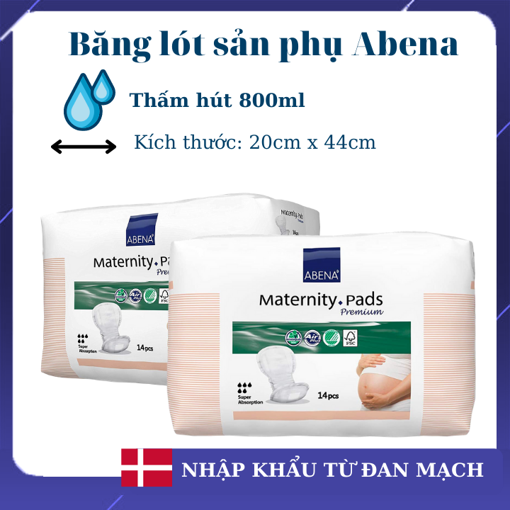 Băng lót sản phụ diệt khuẩn Abena Maternity Pad (gói 14 miếng)