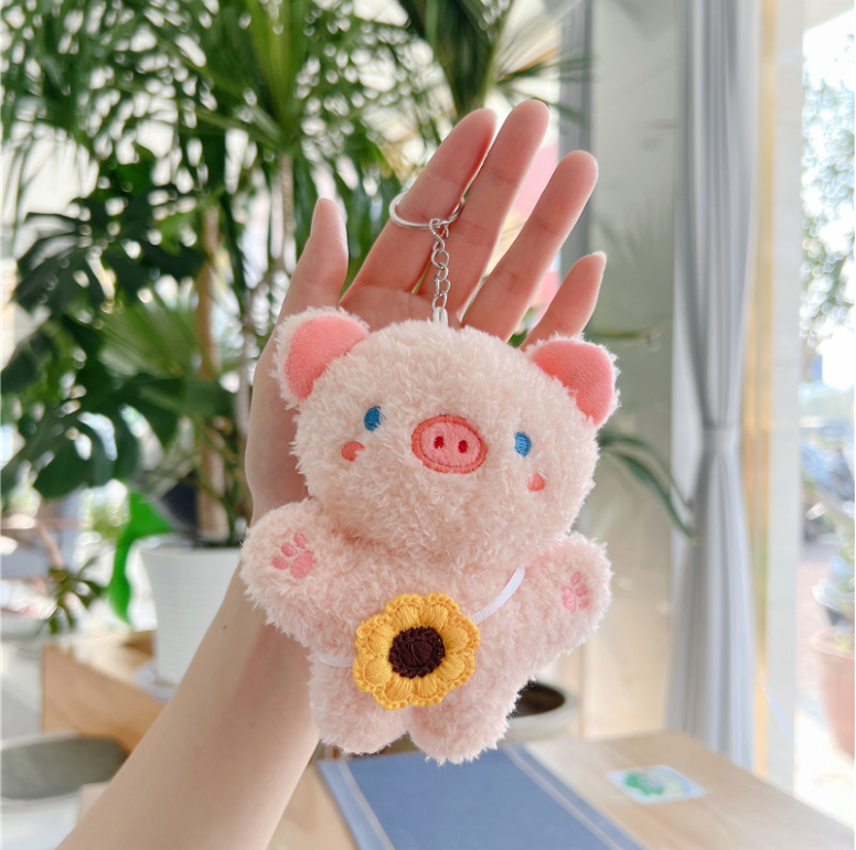 Gấu bông mini treo móc khóa xe, làm quà tặng xinh dễ thương giá rẻ hình heo thỏ khỉ cute
