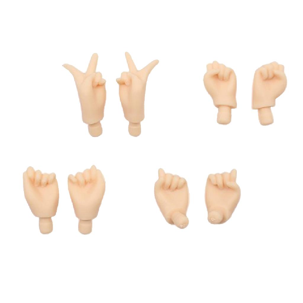 4 Pair Movable Hands for Blythe Doll Custom Body Parts Accessory White Skin
