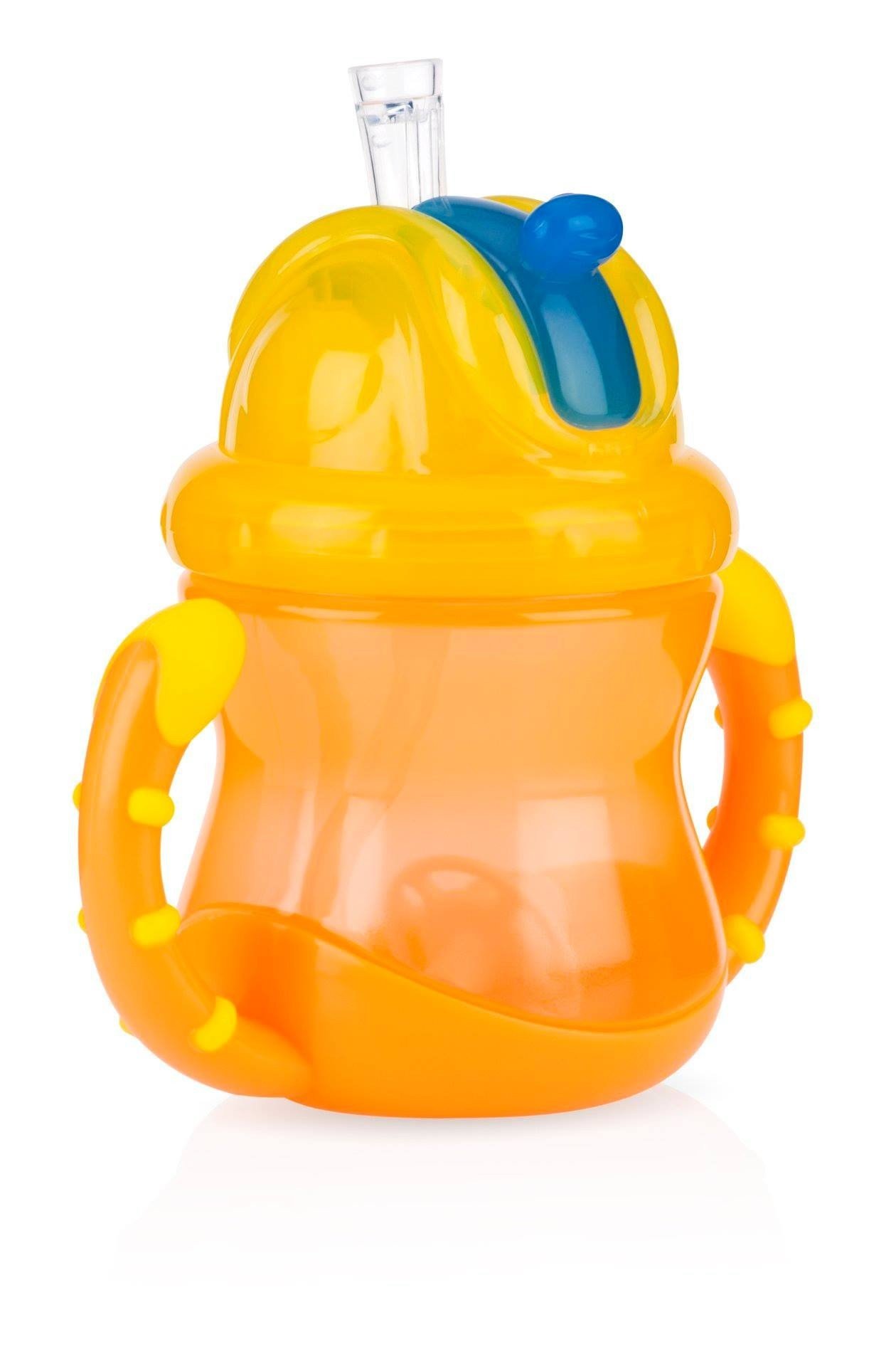 Bình uống nước 240ml, có ống hút làm bằng Silicone, 360 độ, 2 tay cầm