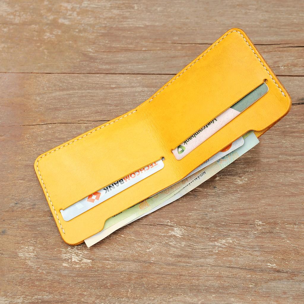 Ví mini kèm ngăn đựng thẻ thủ công-Da bò nhập khẩu - Đồ da Handmade -  DT704