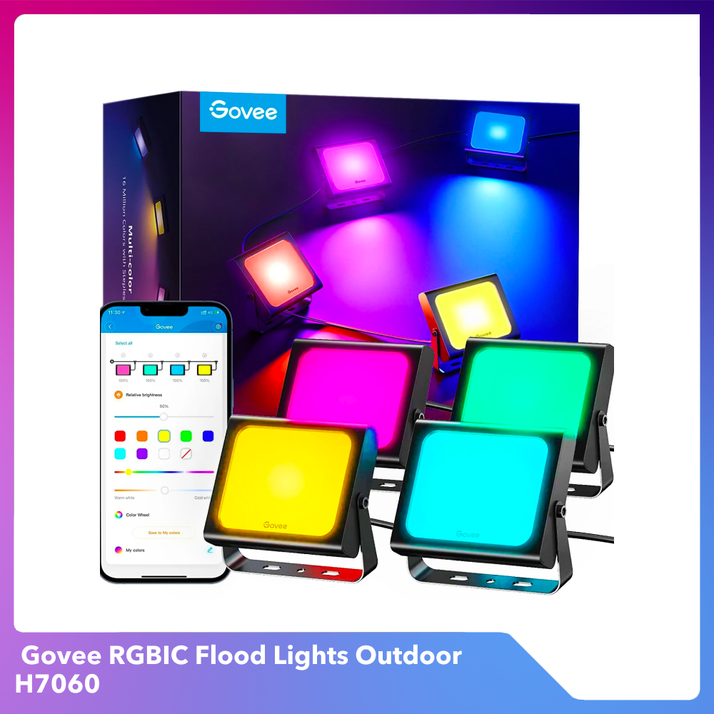 Đèn rọi chiếu sáng cây cảnh, trang trí sân vườn tiểu cảnh ngoài trời Govee RGBIC Flood Lights Outdoor H7060