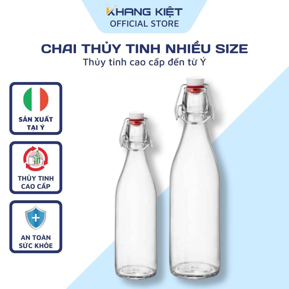 Chai Thủy Tinh Tròn Giara Bormioli Rocco - 1 Lít, đựng mật ong, nước ép