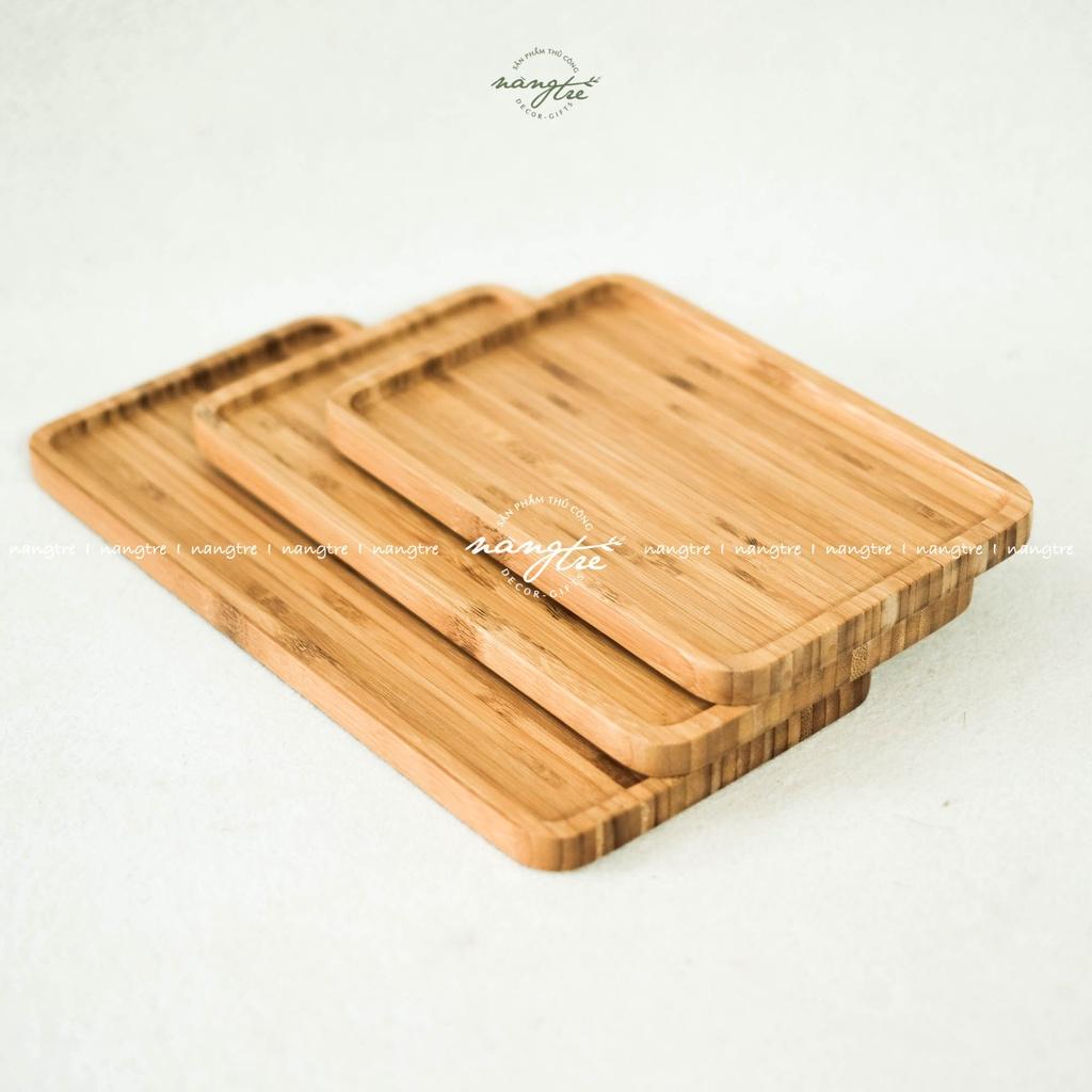 Khay gỗ tre chữ nhật - Khay gỗ tre decor - Bamboo wood tray