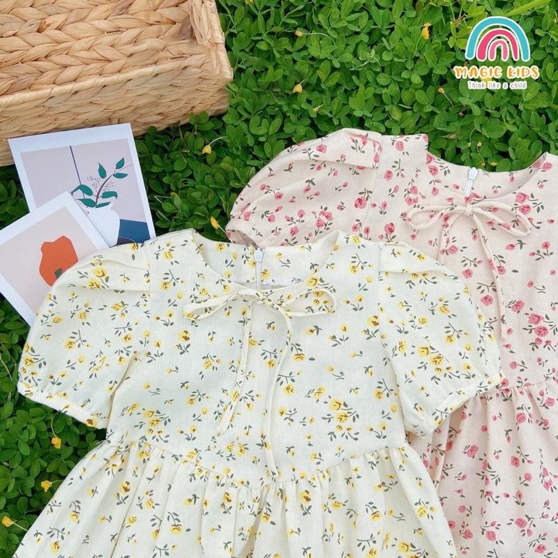 vải linen cao cấp hoa hồng dày dặn may váy không cần lót