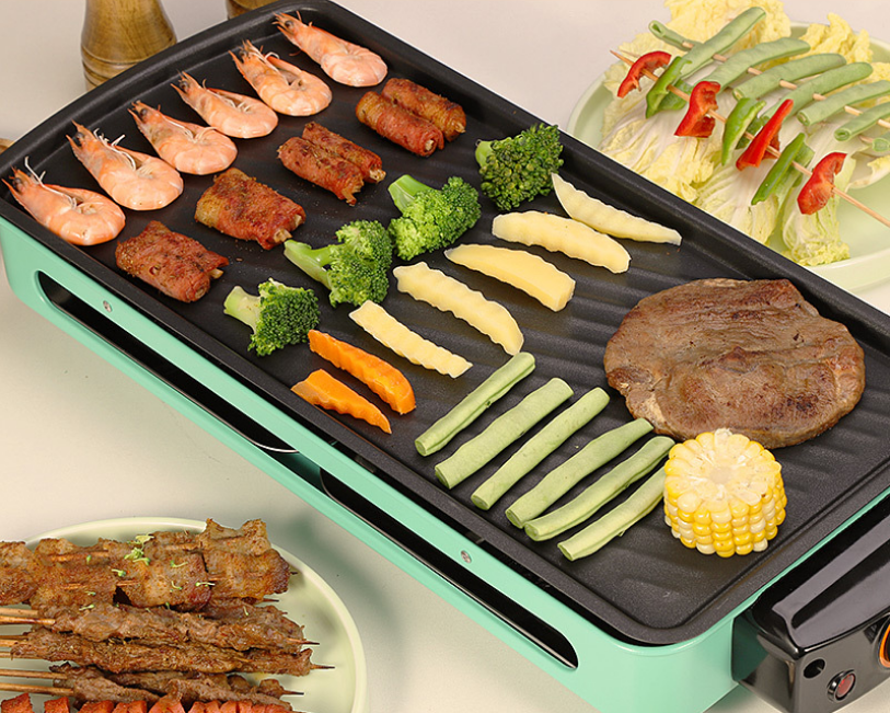 Bếp Nướng Điện BBQ Không Khói Hàn Quốc Kèm Vỉ Nướng Và Khay Nướng