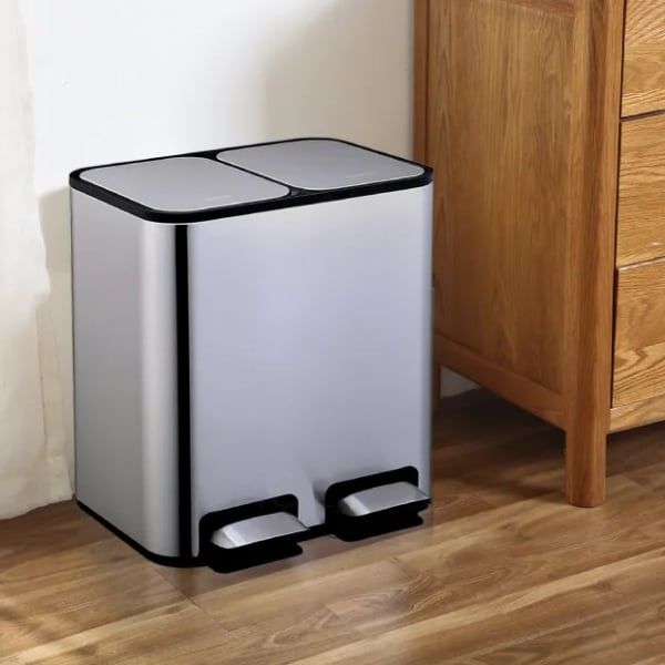 Thùng rác đạp chân đôi Elpheco ELPH7713 40L - 2 ngăn 20L + 20L hàng chính Hãng