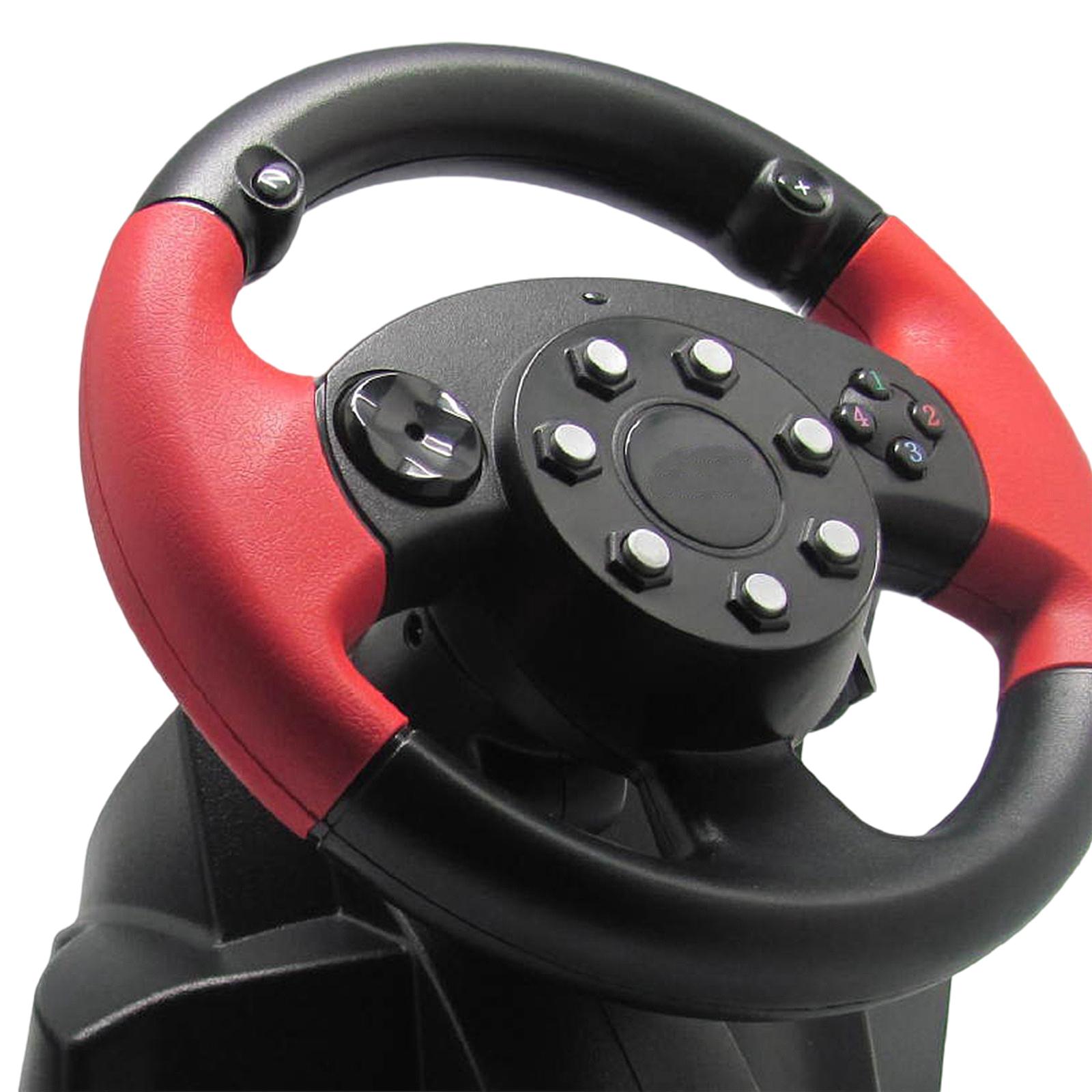 PC Racing Wheel, Simulator Vibration 200 Degree Universal Usb Car Bus Truck Race Steering Wheel with Pedals Set, for PS3, PS2