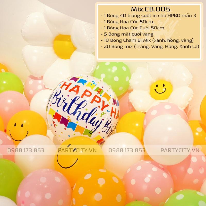 Mix bóng bay các màu, bóng 4D, bóng nhũ, bóng chấm bi bóng bay sinh nhật trang trí tiệc sinh nhật, party