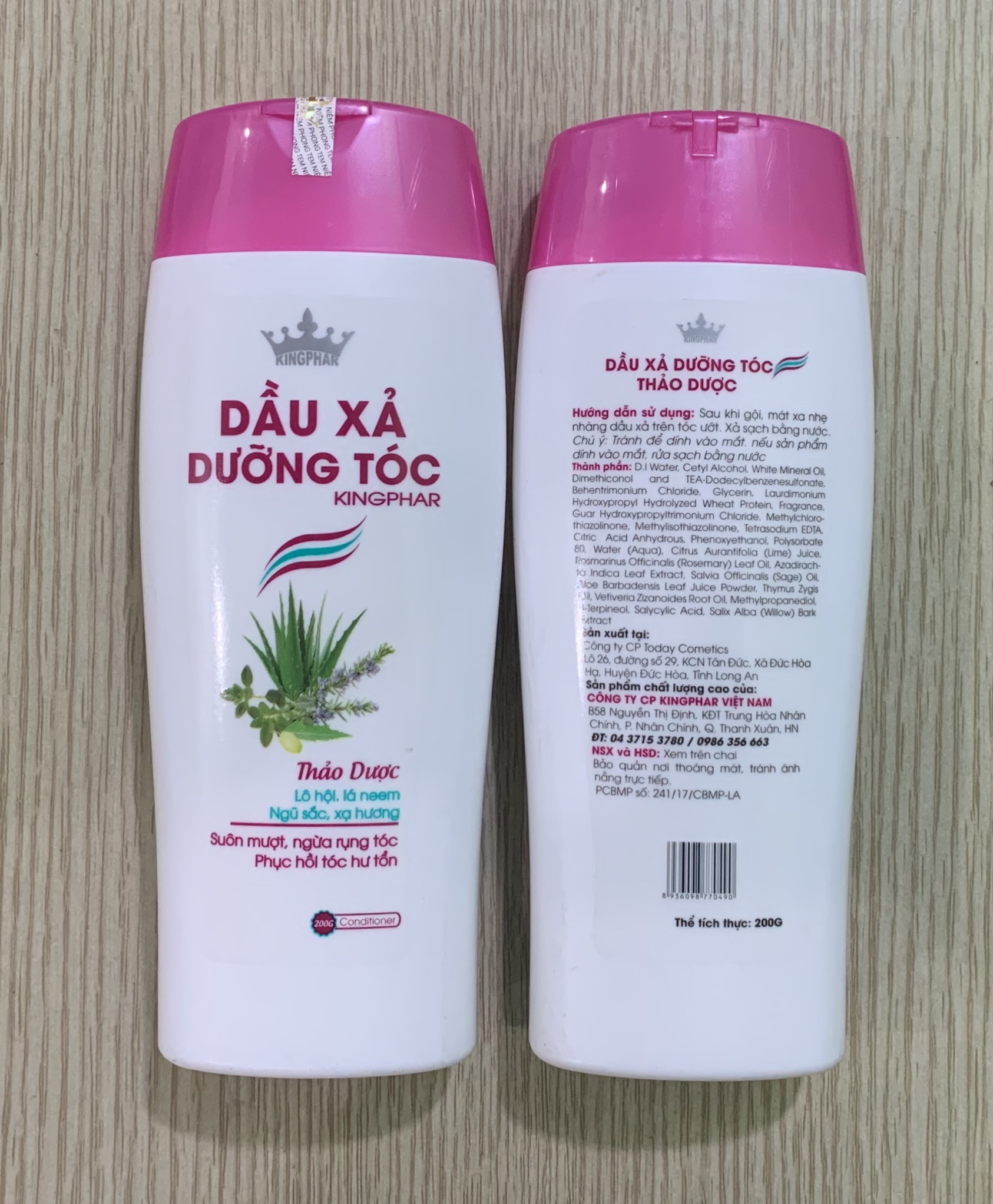 Dầu xả dưỡng tóc thảo dược Kingphar, chai 200ml, phục hồi và bảo vệ tóc