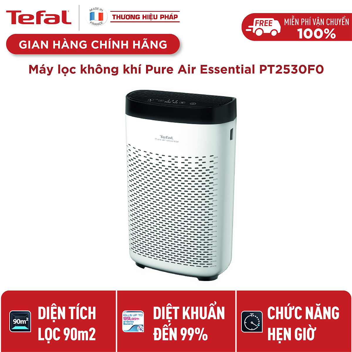 [Gift] Máy lọc không khí Tefal Pure Air Essential PT2530F0 - Hàng chính hãng