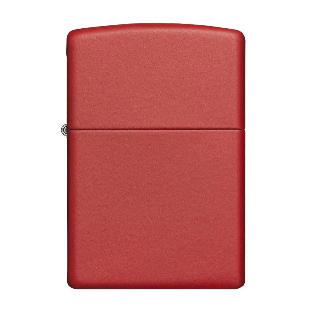Bật lửa Zippo 233 Classic Matte Red - Dòng Sơn Tĩnh Điện Đỏ Nhám Chính Hãng Mỹ, Chống Trầy Xước, Chống Gió Cao Cấp