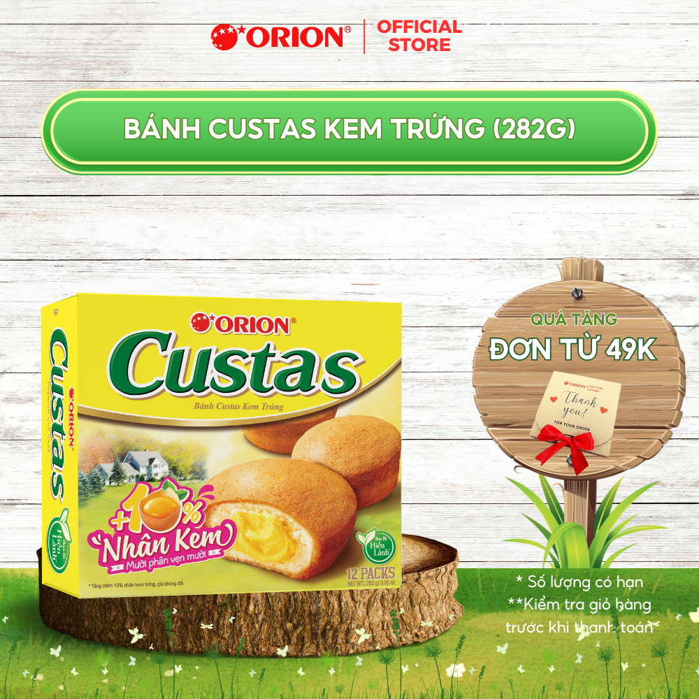 Hộp 12 gói bánh Orion CUSTAS nhân kem BƠ TRỨNG