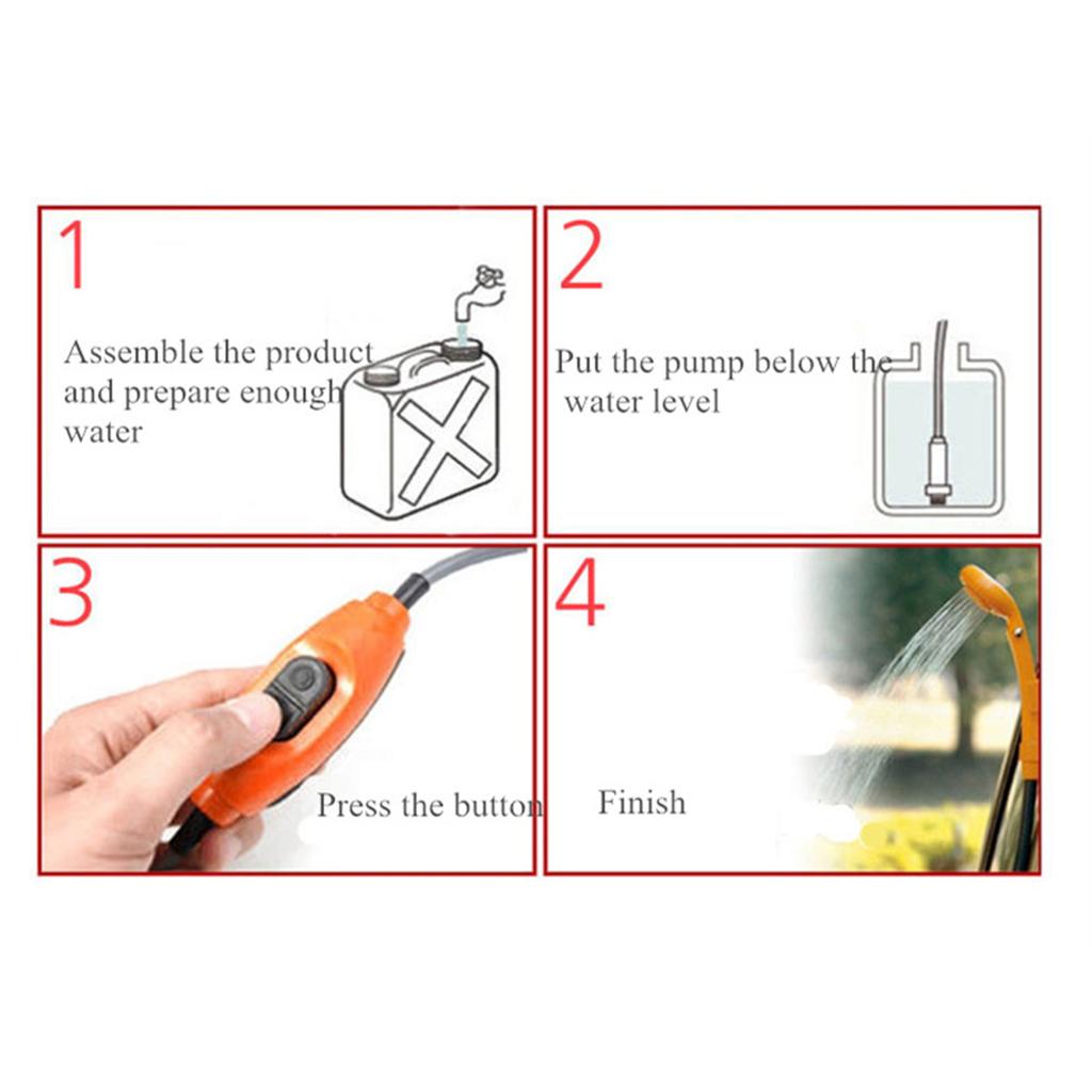 Portable Outdoor Shower Folding Bucket Kit, Camping Car 12V Cigarette Water Heated Basin Bag Container, Car Pet Washer Washing Pump