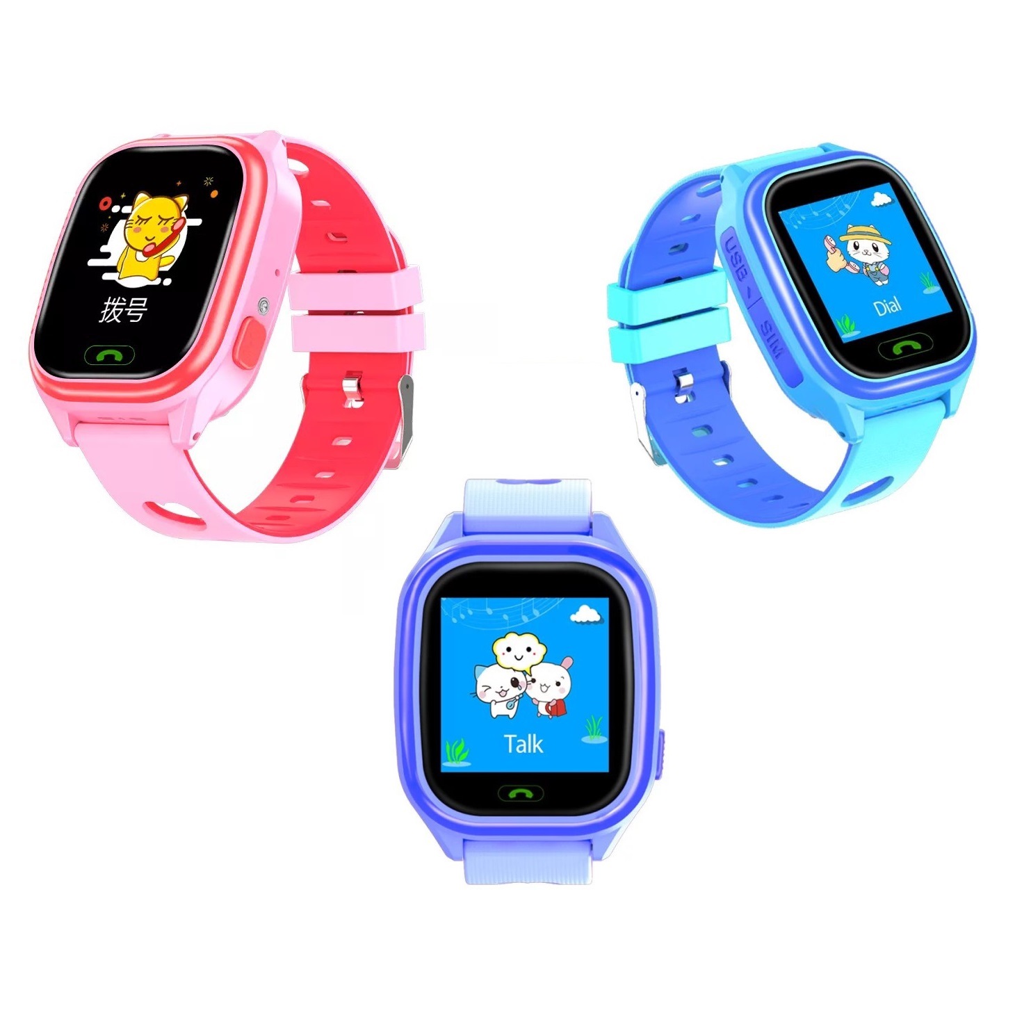 Đồng hồ thông minh định vị trẻ em LBS KKTick SmartWatch AT08s, nghe gọi 2 chiều, màn hình cảm ứng, kháng nước IP67, pin khỏe - Hàng nhập khẩu