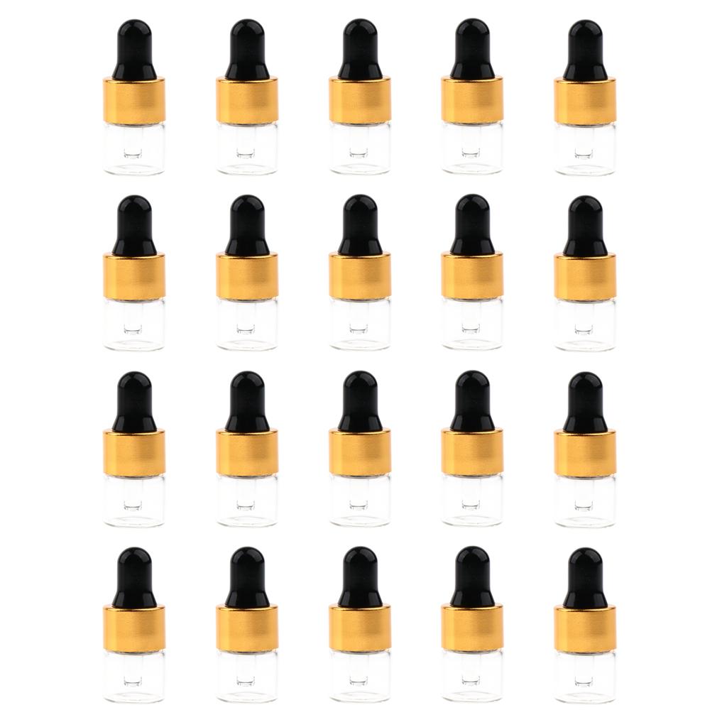 20 Set Glass 1ml 2ml 3ml Essential Oils Refillable Empty Bottles with Dropper Pipette for Perfume Aromatherapy