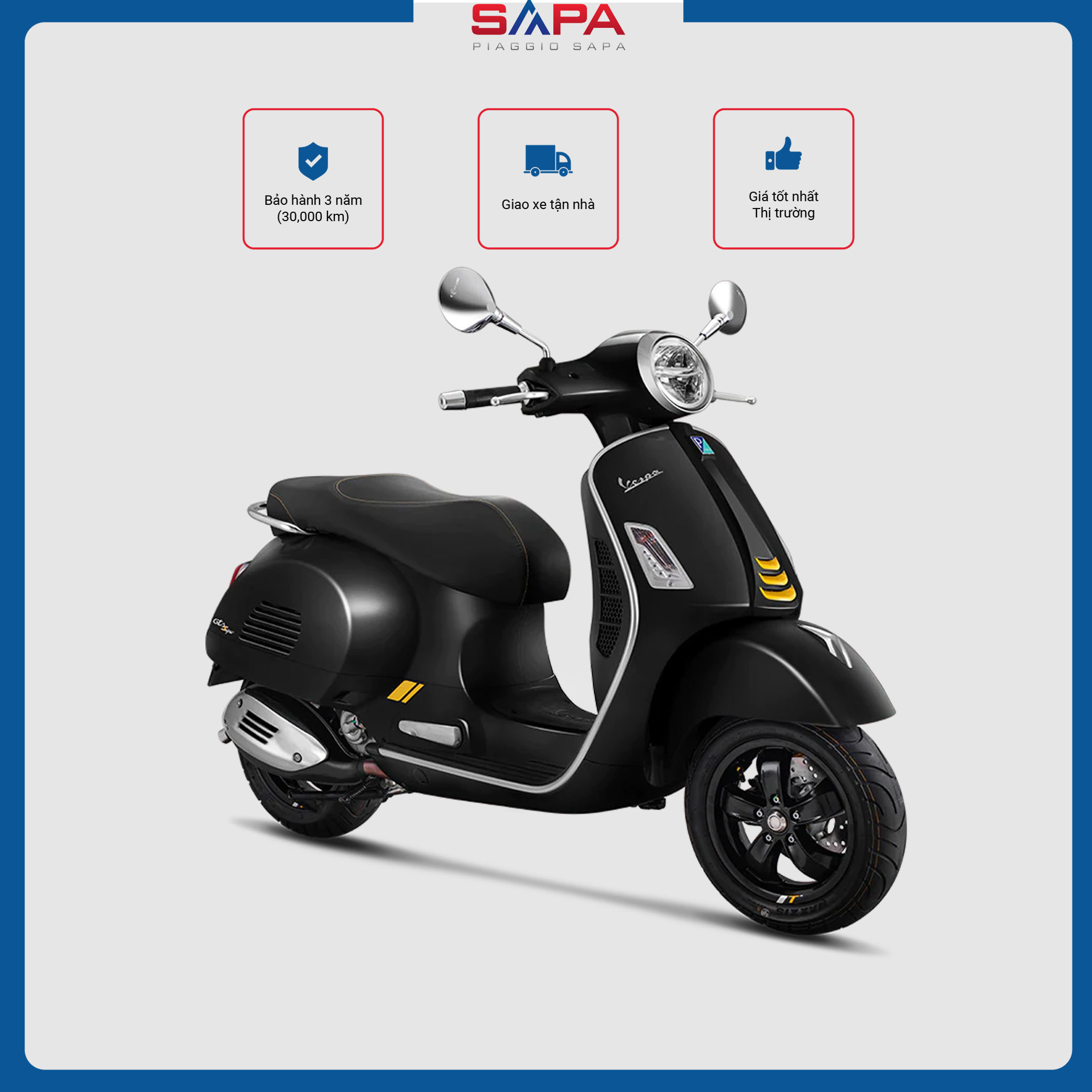 Xe Tay Ga Vespa GTS Super Tech 300 Màu Đen Black Vulcano