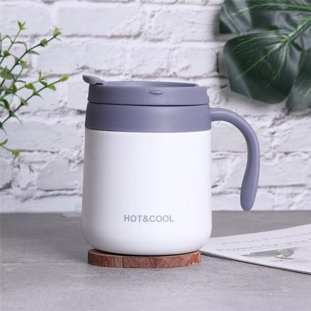 Cốc giữ nhiệt văn phòng Hot&Cool có tay cầm dung tích 350ml, chất liệu inox 304 vỏ cao su cao cấp, giữ nhiệt lên đến 12h