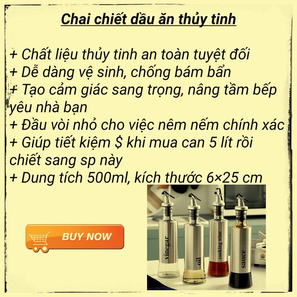 Bình Đựng Dầu ăn, Chai Rót Dầu Ăn, Nước Tương, Mắm Thủy Tinh Bọc Inox Cao Cấp