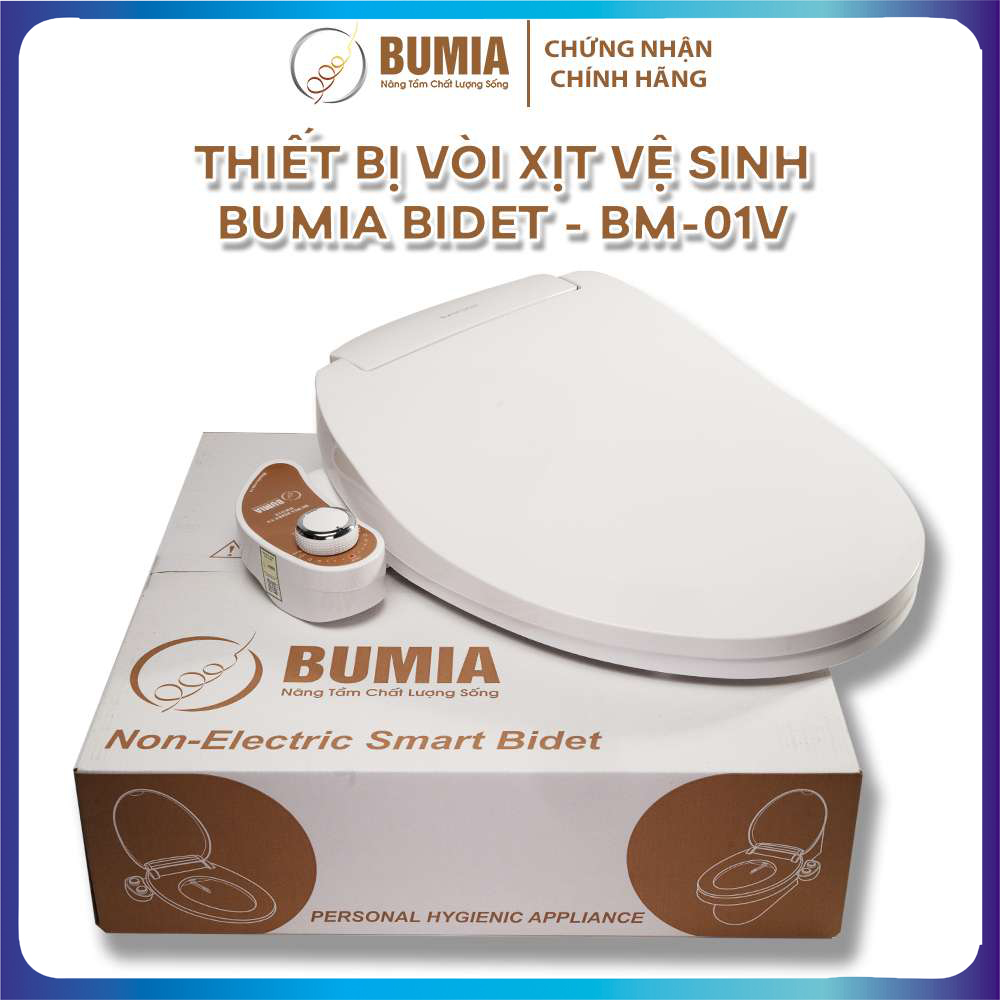 Nắp bồn cầu thông minh dùng cơ, tự rửa vệ sinh hậu môn và vệ sinh cho phụ nữ Bumia bidet, vòi xịt vệ sinh thông minh, mã sản phẩm BM-01V