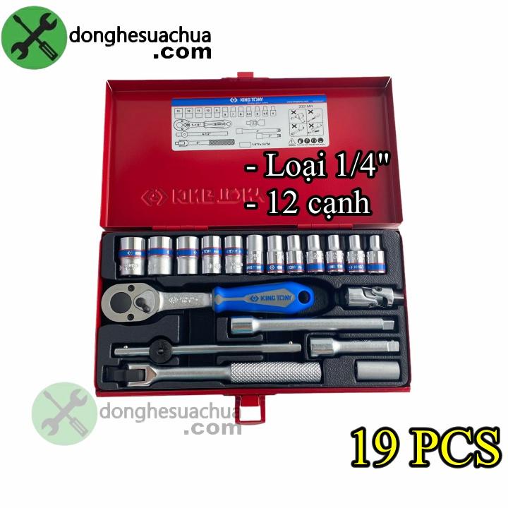 Bộ tuýp 1/4 Kingtony 2021MR 19 chi tiết loại 12 cạnh