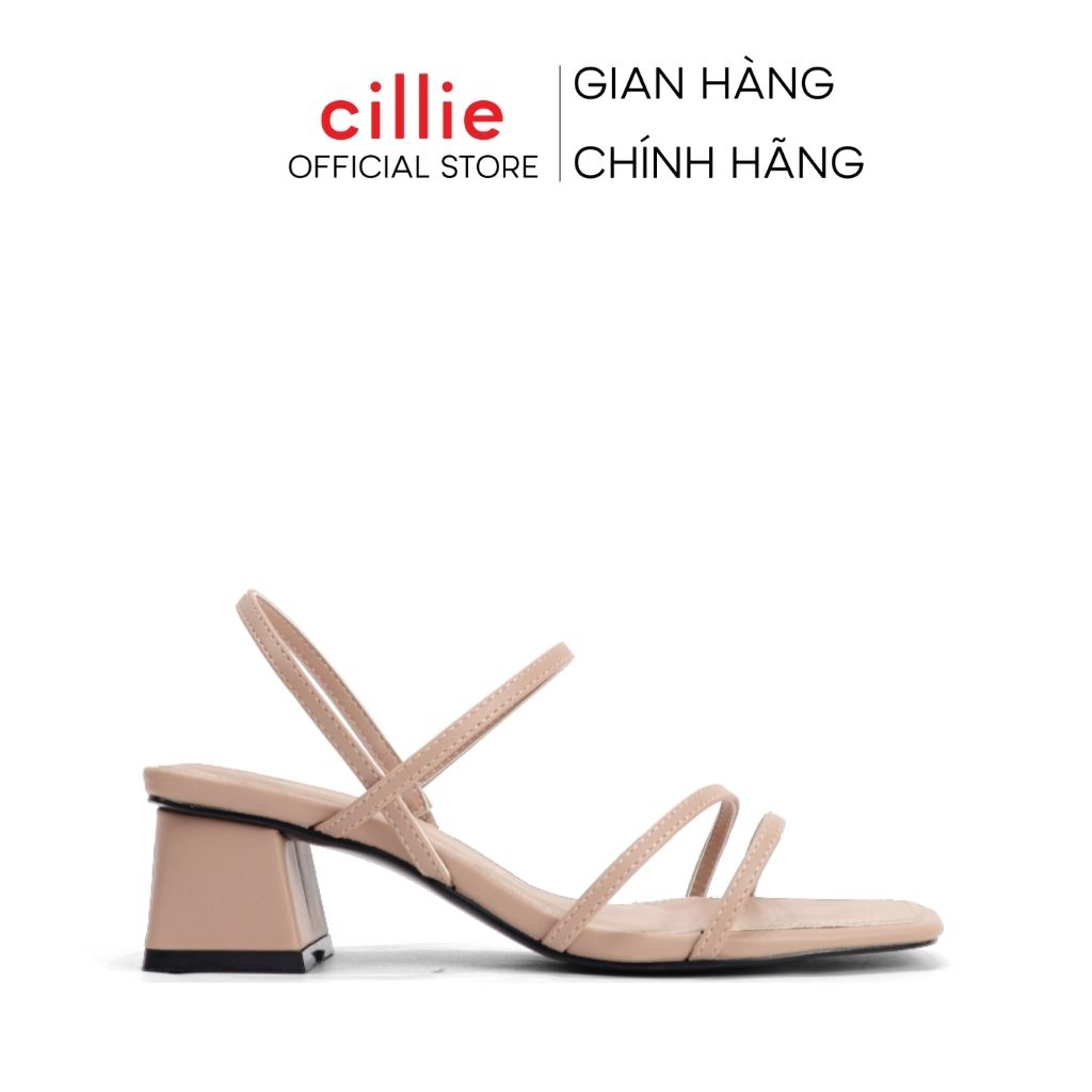 Giày sandal nữ quai ngang dây mảnh đế vuông cao 5cm chắc chân đi học đi làm Cillie 1011