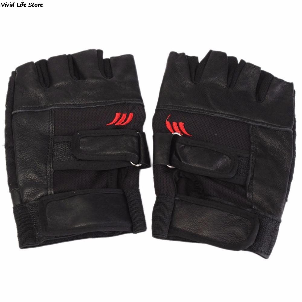 1Pair nam đen pu tạ trọng lượng nâng găng tay găng tay tập luyện cổ tay bọc thể thao tập thể dục thể dục