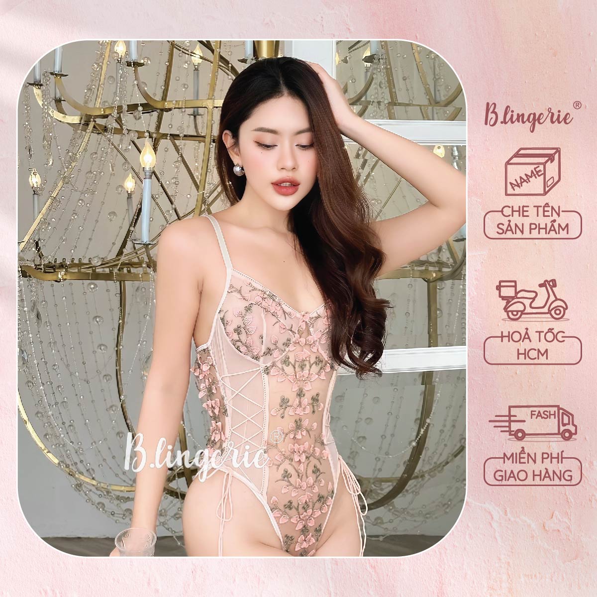 Bộ Bodysuit Hoa Nữ Tính - B.Lingerie