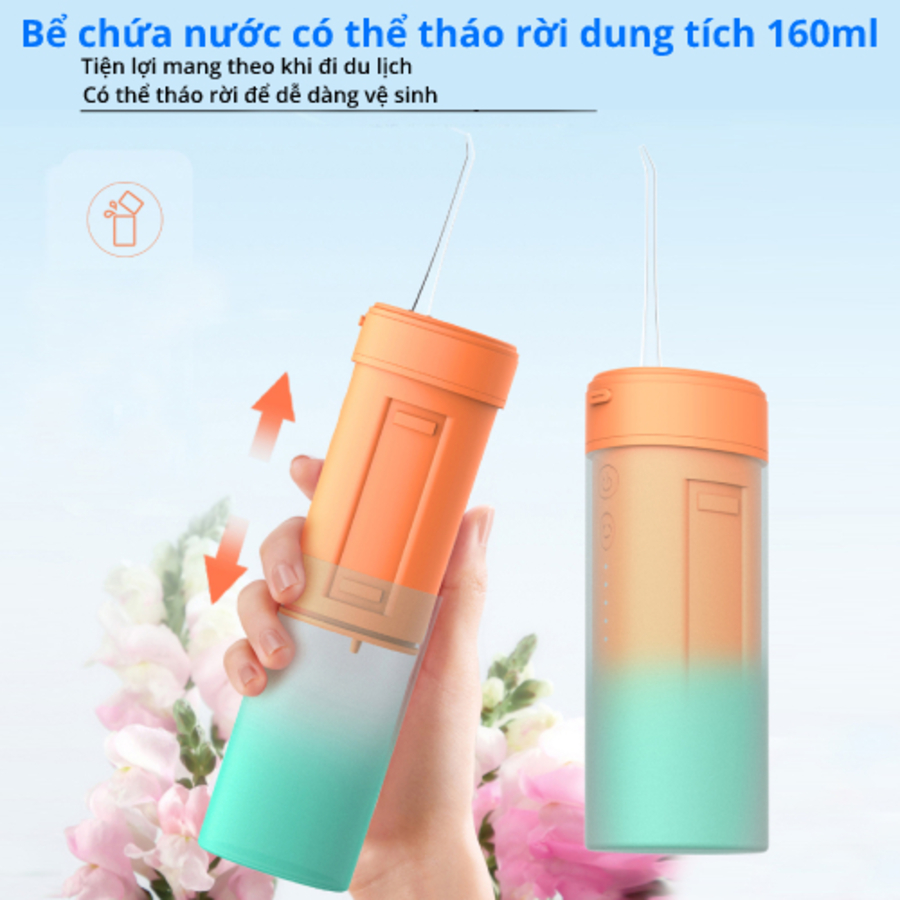 Máy tăm nước cầm tay áp suất cao, 4 đầu phun MASTER CLEAN Sạch răng 99%, Công nghệ Châu Âu.