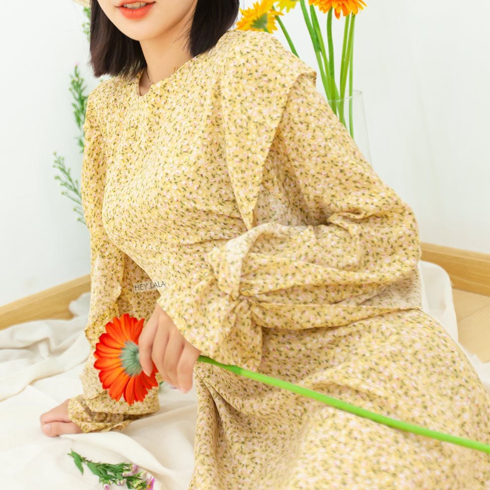 Đầm hoa nhí dáng suông nữ Hàn Quốc mới nhất