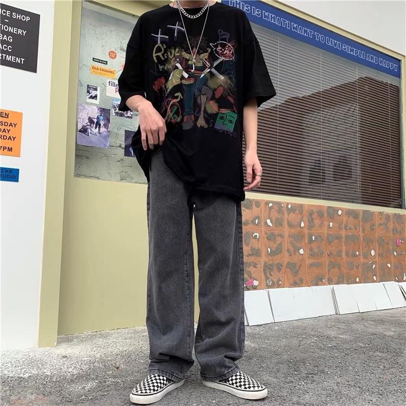 Quần ống rộng unisex nam nữ xám